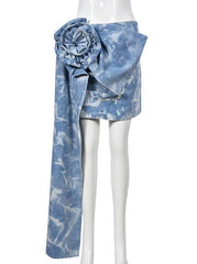 Alondra Patchwork Flower Denim Skirt