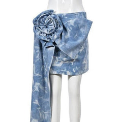 Alondra Patchwork Flower Denim Skirt
