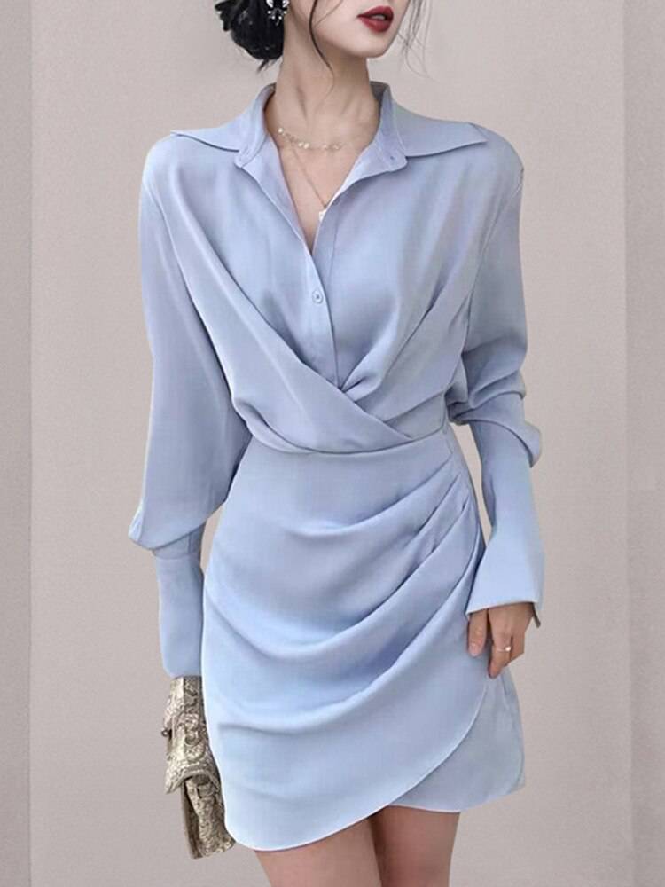 Angelina Ruched Asymmetrical Mini Dress