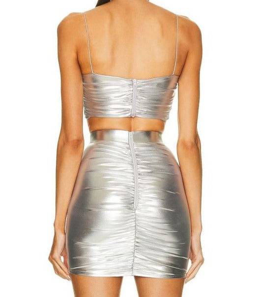 Carmen Ruched Bralette silver metallic set