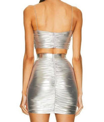 Carmen Ruched Bralette silver metallic set