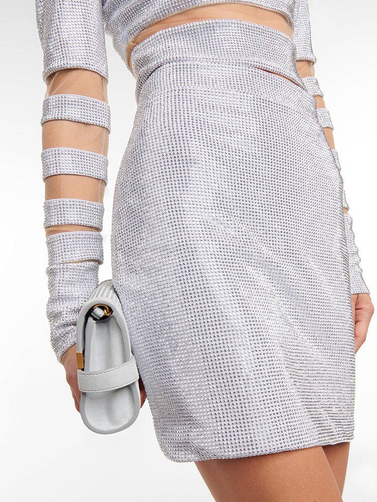 Catherine Mesh-paneled Embellished Top, Skirt Set