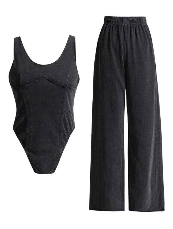 Elaine Round Neck Sleeveless Waist Pant Set