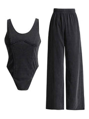 Elaine Round Neck Sleeveless Waist Pant Set