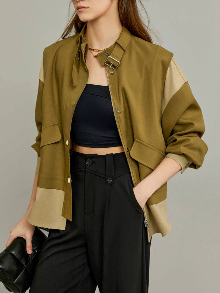 Elora  Patchwork Two-Tone Coats