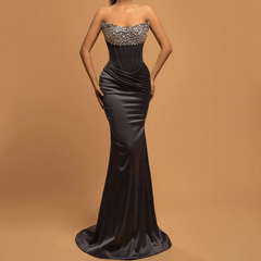 Kiana Contrast Sequin Mermaid Hem Prom Dress