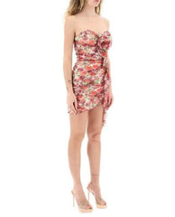 Kynlee Floral-Print Ruffled Silk Mini Dress