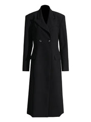 Margaret Black Double-Breasted Long Coat