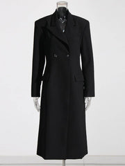 Margaret Black Double-Breasted Long Coat