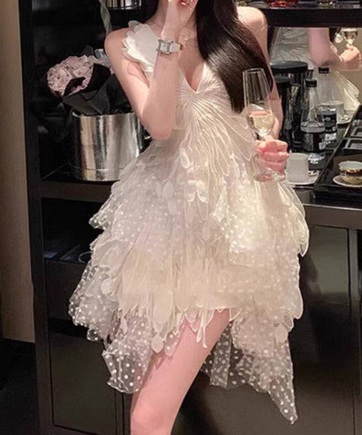 Rhea See-Through Tiered Ruffled Dress