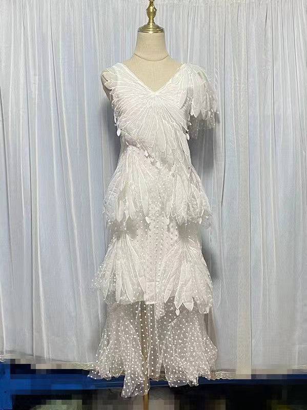 Rhea See-Through Tiered Ruffled Dress