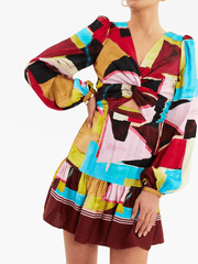 Meghan Abstract-print Minidress In Multicolour