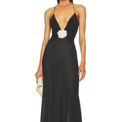 Mirabella Sheer Deep V Long Slip Dress
