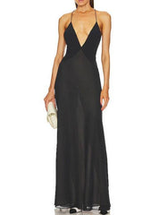 Mirabella Sheer Deep V Long Slip Dress