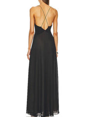 Mirabella Sheer Deep V Long Slip Dress