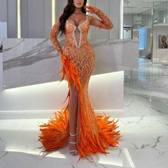 Monet Illusion Sequined Prom Dress