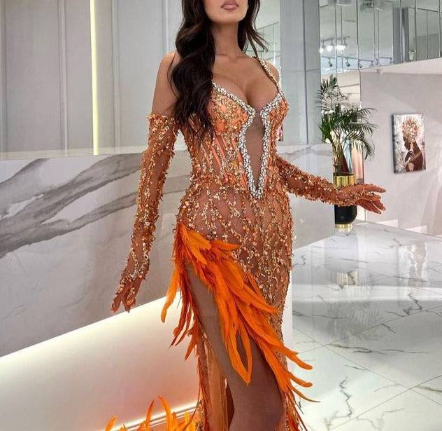 Monet Illusion Sequined Prom Dress