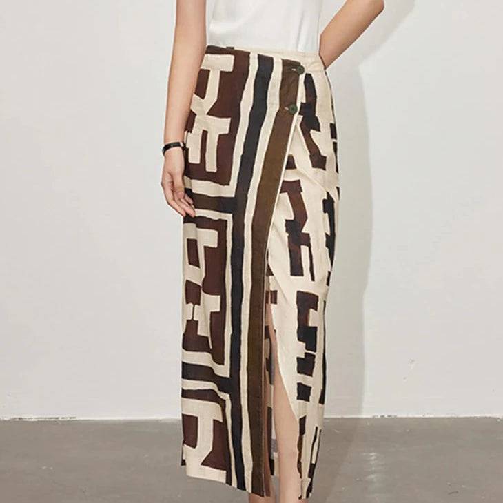 Rosalie Jacquard Pattern Midi A-Line Skirt