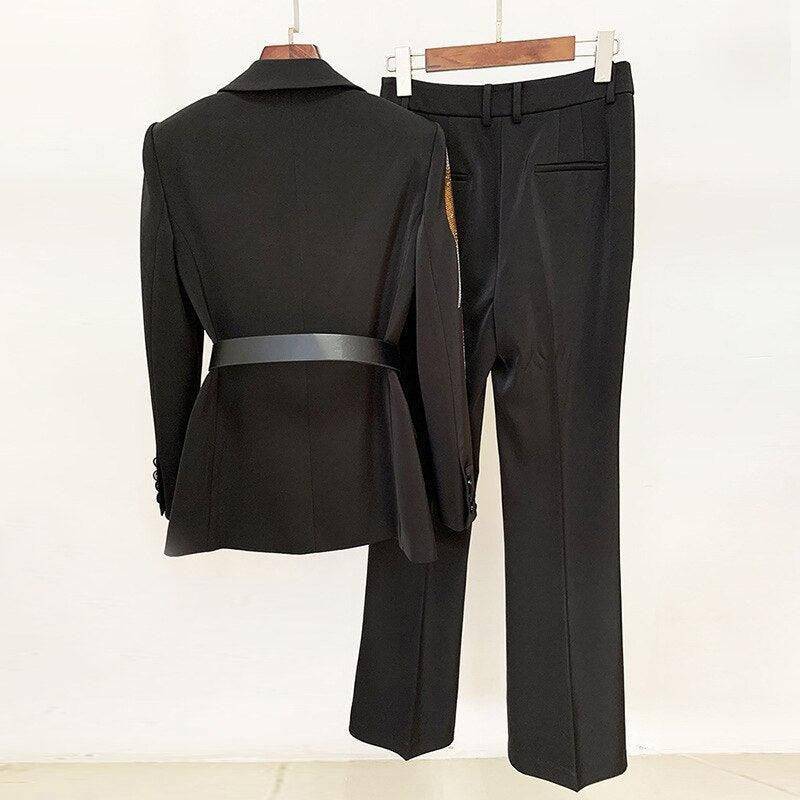 Skyla Long Sequin Blazer With Flare Pants