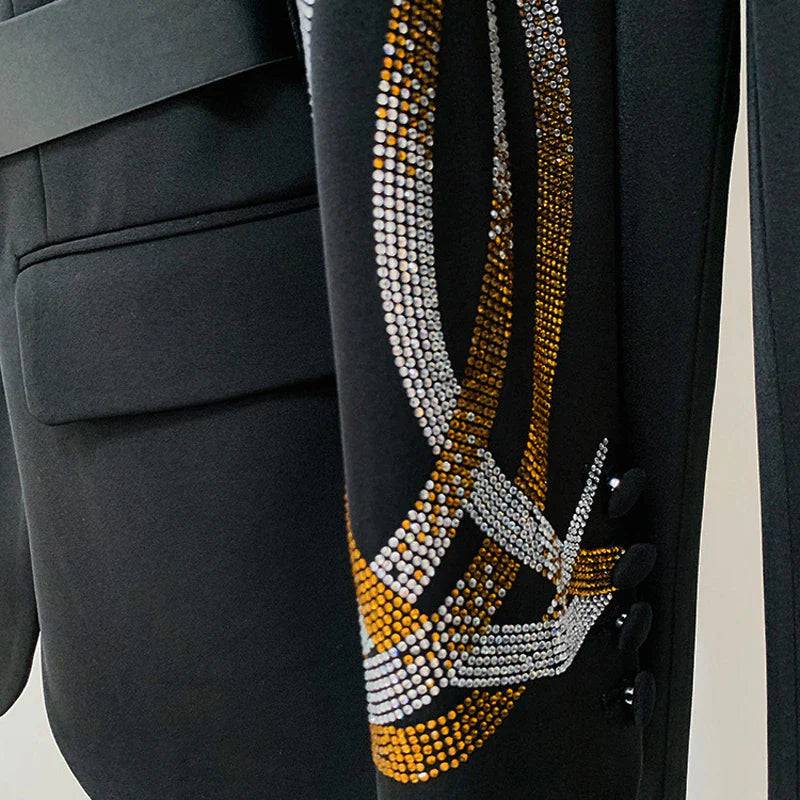 Skyla Long Sequin Blazer With Flare Pants
