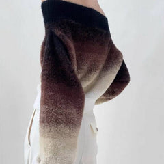 Vivienne Gradient Color Slash Neck Thick Knit Sweater