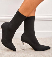 Rowan Knitted Stretchy Solid Stiletto Boots