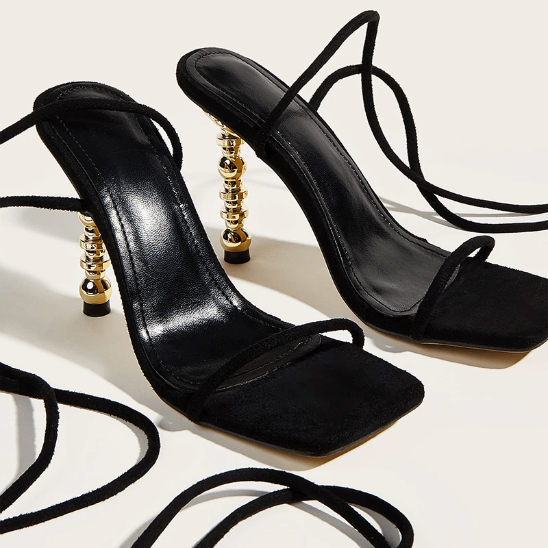 Sally Solid Lace Up High Heels