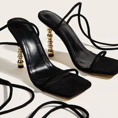 Sally Solid Lace Up High Heels