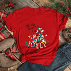 Judith Short Sleeve Disney Christmas Cartoon Print Top