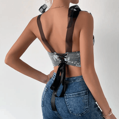 Josephine Ribbon Lace Up Floral Corset Top