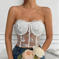 Lorraine Embroidered Floral Lace Corset Top