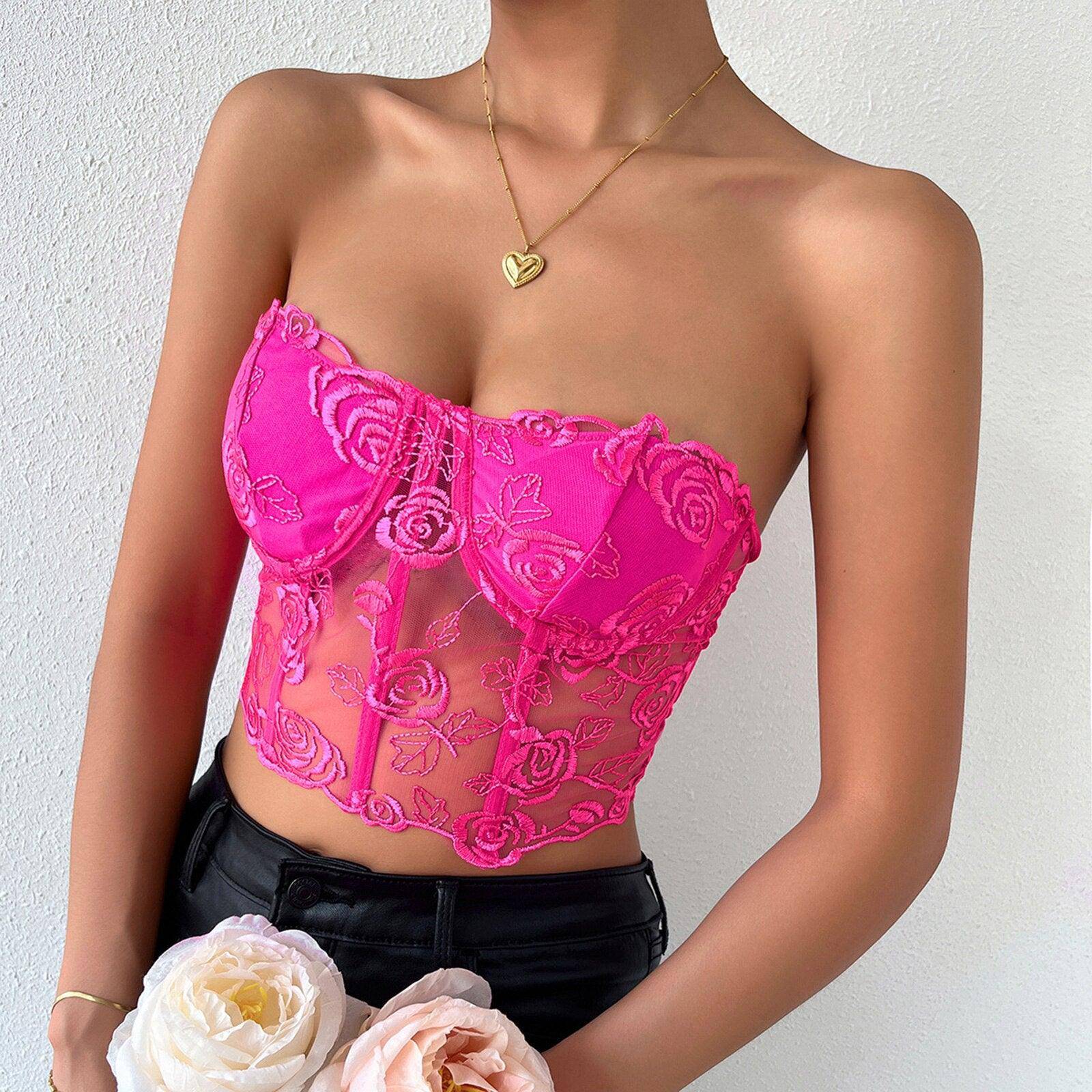 Lorraine Embroidered Floral Lace Corset Top