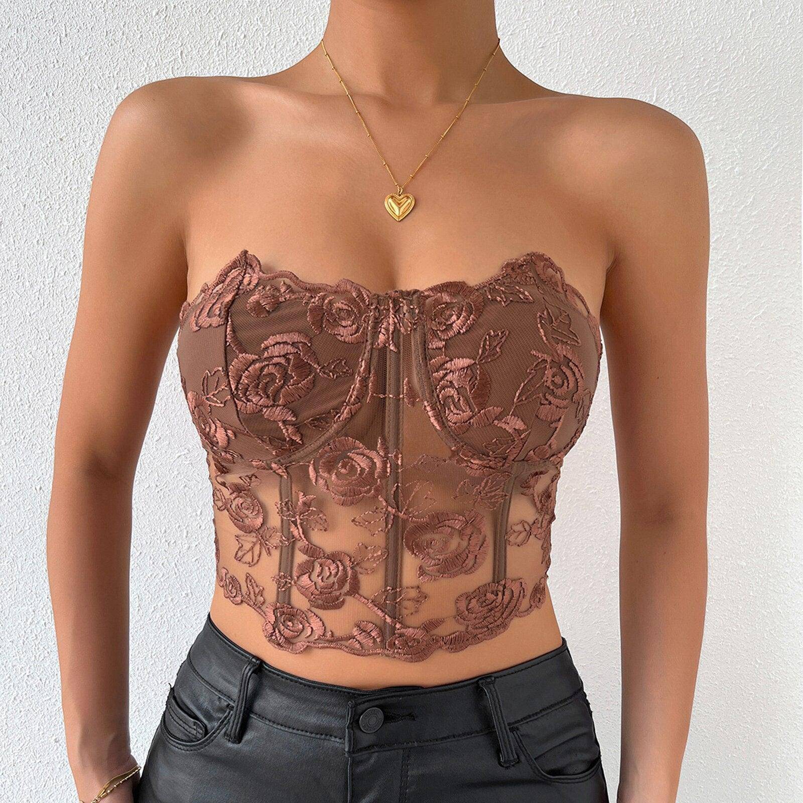 Lorraine Embroidered Floral Lace Corset Top