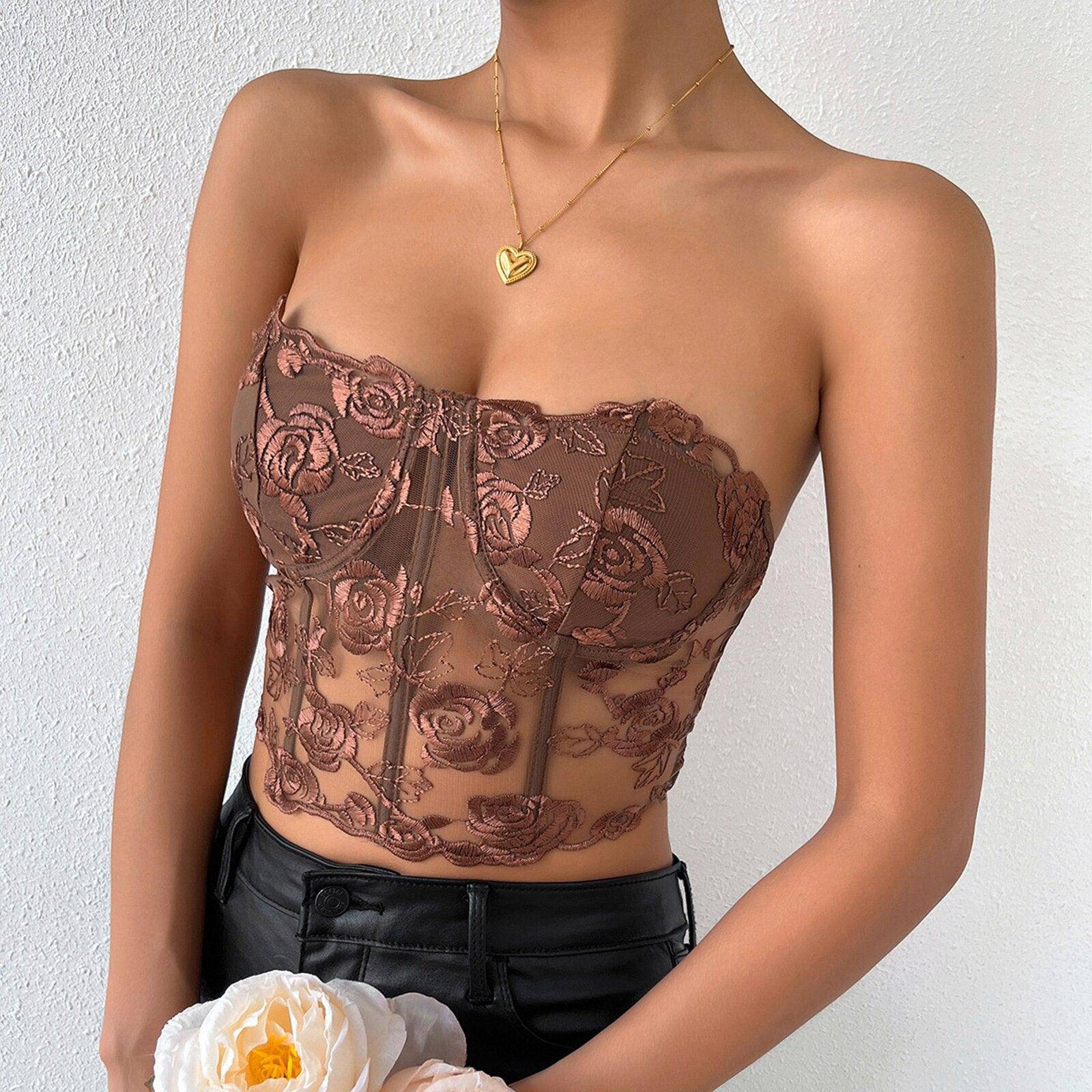 Lorraine Embroidered Floral Lace Corset Top