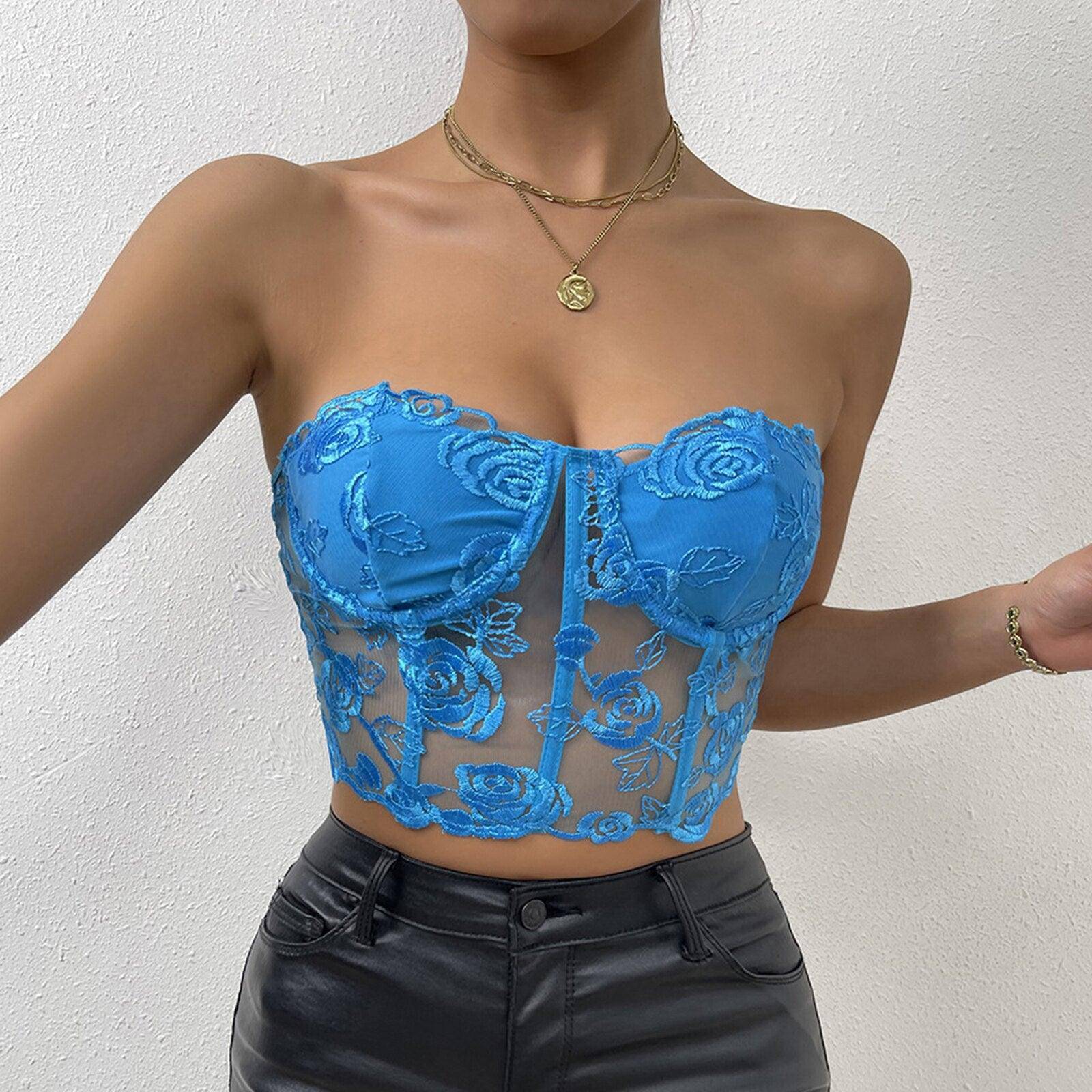 Lorraine Embroidered Floral Lace Corset Top