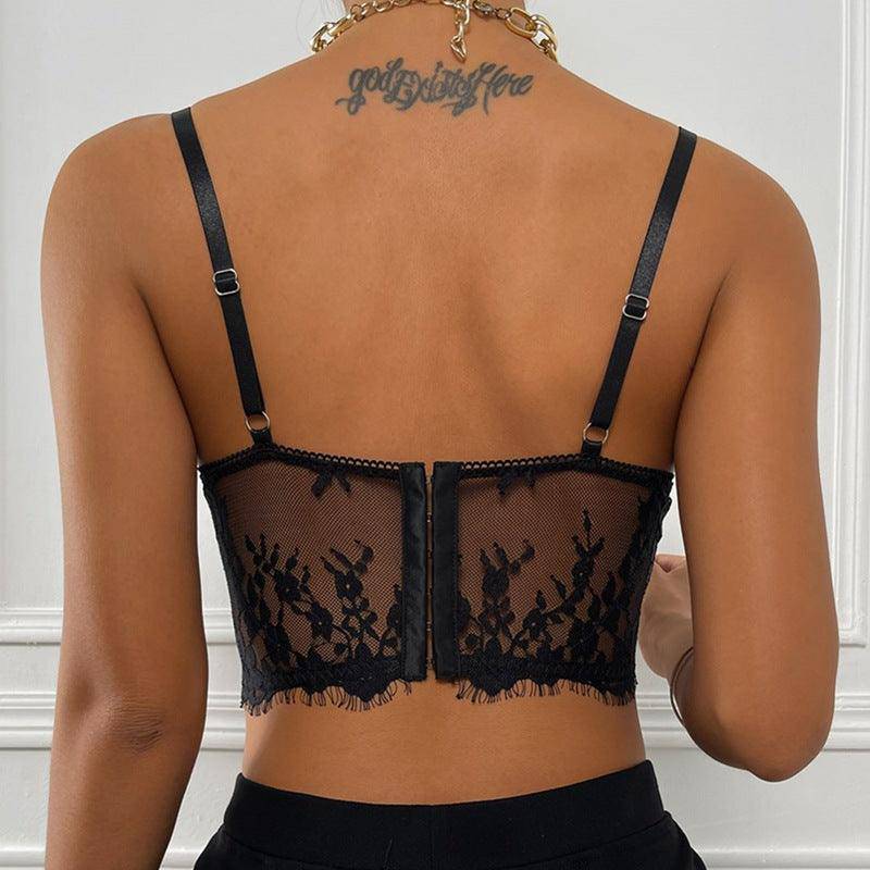 Dolly Spaghetti Strap Floral Lace Crop Top