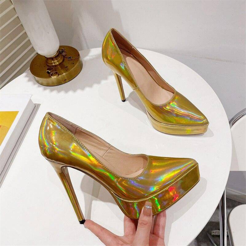 Daisy Pointed Toe Platform Pump High Heel Shoes