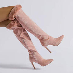 Cameron Pointed Toe Faux Fur High Boots