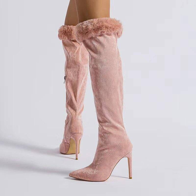 Cameron Pointed Toe Faux Fur High Boots