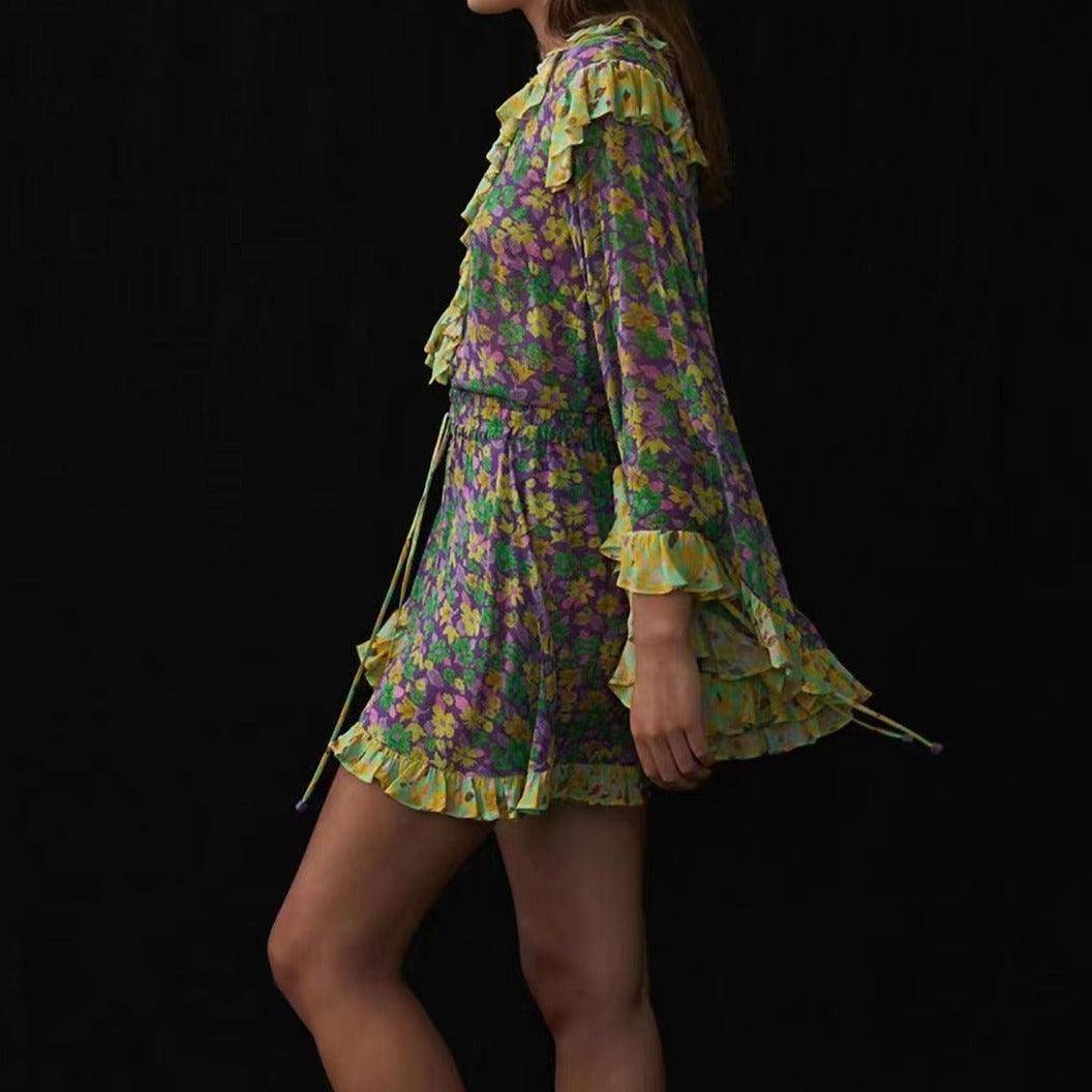 Eunice Long Sleeve Floral Short Set