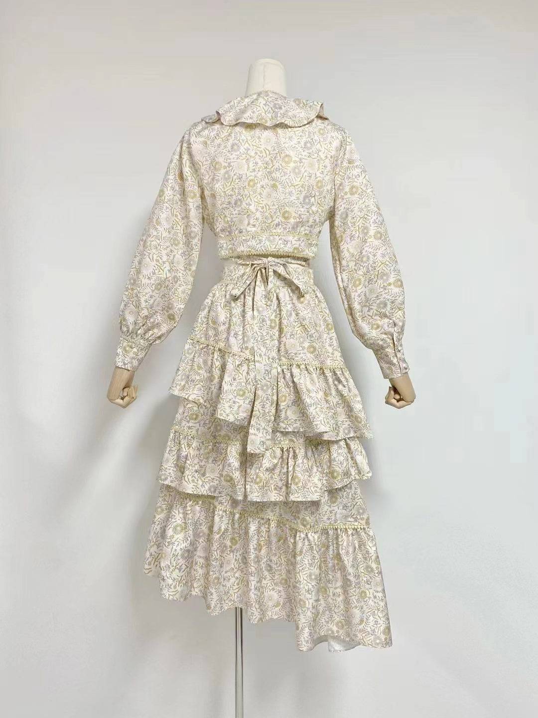 Piera Floral Ruffle Pleated Skirt Set