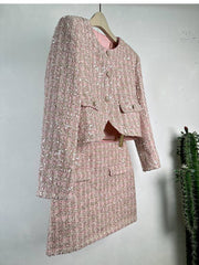 Rosalie Button Down Tweed Jacket & Mini Skirt