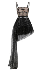Nellie Sleeveless Strappy Sequined Corset Top & Mini Skirt