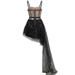 Nellie Sleeveless Strappy Sequined Corset Top & Mini Skirt