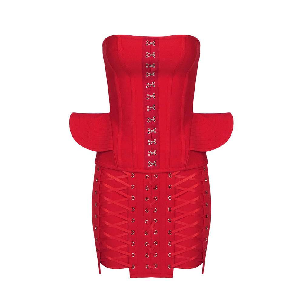 Elle Heart Laces Bustier & Skirt Set