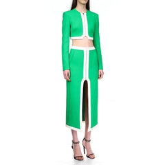 Bailey Long Sleeve Top & Front Slit Midi Skirt Set