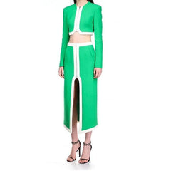 Bailey Long Sleeve Top & Front Slit Midi Skirt Set