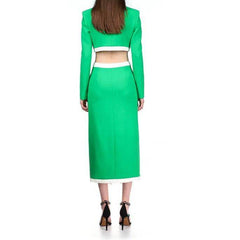 Bailey Long Sleeve Top & Front Slit Midi Skirt Set