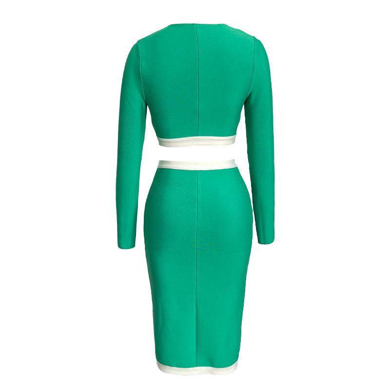 Bailey Long Sleeve Top & Front Slit Midi Skirt Set