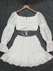 Clara Eyelet Embellishment Skirt Set